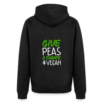 Erbsen eine Chance geben Lustig Vegan - Unisex Premium Bio Zip Hoodie - Schwarz - Hinten - Nico (187cm)