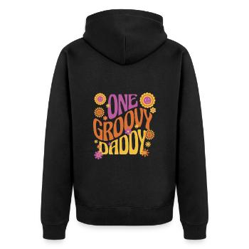 Ein grooviger Papa, Ein toller Papa - Unisex Premium Bio Zip Hoodie - Schwarz - Hinten - Nico (187cm)
