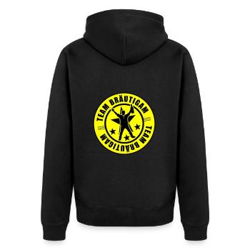 Team Bräutigam Hochzeit - Unisex Premium Bio Zip Hoodie - Schwarz - Hinten - Nico (187cm)