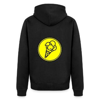 Eicreme Eis Icon - Unisex Premium Bio Zip Hoodie - Schwarz - Hinten - Nico (187cm)
