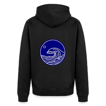 Meer Ozean Welle Wasser - Unisex Premium Bio Zip Hoodie - Schwarz - Hinten - Nico (187cm)