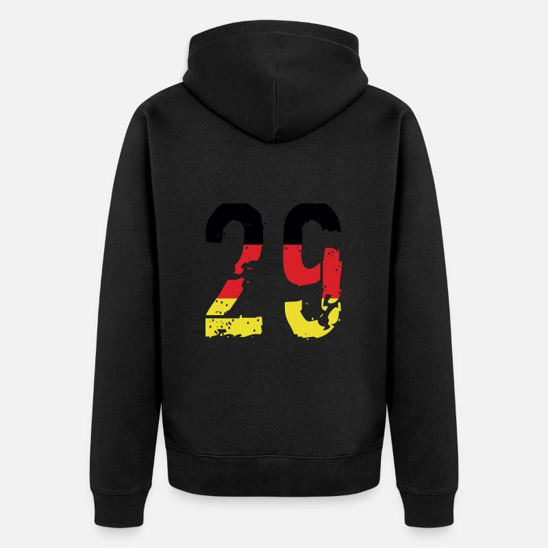 Maillot 29 Numéro Allemagne - Veste à capuche bio Premium Unisexe - noir