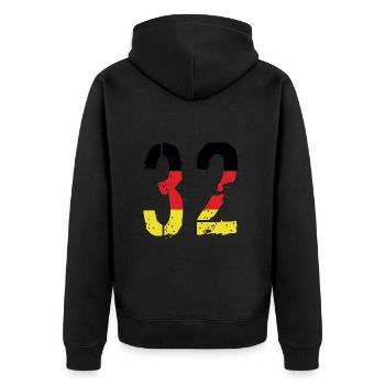Maillot 32 Numéro Allemagne - Veste à capuche bio Premium Unisexe - noir - Dos - Nico (187cm)
