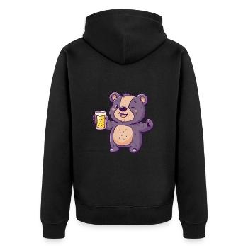 Bear Beer Comic Party - Unisex Premium Organic Zip Hoodie - black - Back - Nico (187cm)