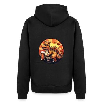 Dinosaurier stegosaurus Bier Comic - Unisex Premium Bio Zip Hoodie - Schwarz - Hinten - Nico (187cm)