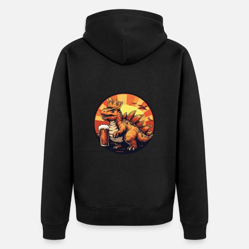 Dinosaure stégosaure bière bande dessinée - Veste à capuche bio Premium Unisexe - noir