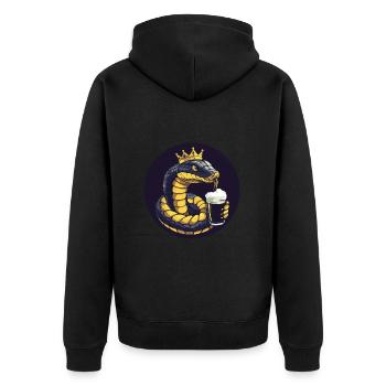 Schlange Kobra Bier Comic - Unisex Premium Bio Zip Hoodie - Schwarz - Hinten - Nico (187cm)
