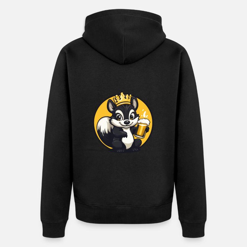Stinktier Bier Comic - Unisex Premium Bio Zip Hoodie - Schwarz