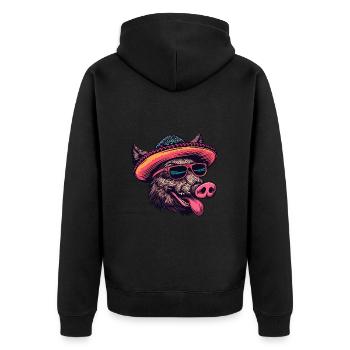 Sombrero de porc Sanglier - Veste à capuche bio Premium Unisexe - noir - Dos - Nico (187cm)