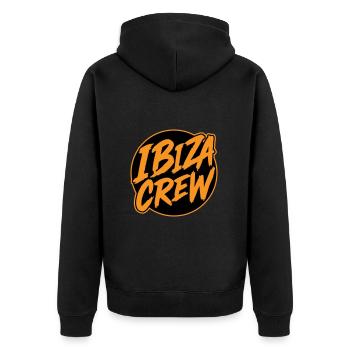 Ibiza Crew Urlaub - Unisex Premium Bio Zip Hoodie - Schwarz - Hinten - Nico (187cm)