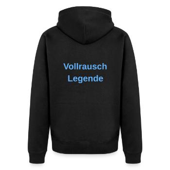 Vollrausch Legende - Unisex Premium Bio Zip Hoodie - Schwarz - Hinten - Nico (187cm)