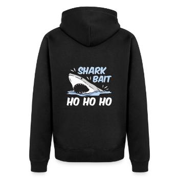 230207 W06 03 Shark Bait Ho Ho Ho - Unisex Premium Bio Zip Hoodie - Schwarz - Hinten - Nico (187cm)