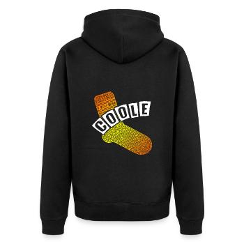 Coole Socke - lustiges Motivationsdesign - Unisex Premium Bio Zip Hoodie - Schwarz - Hinten - Nico (187cm)