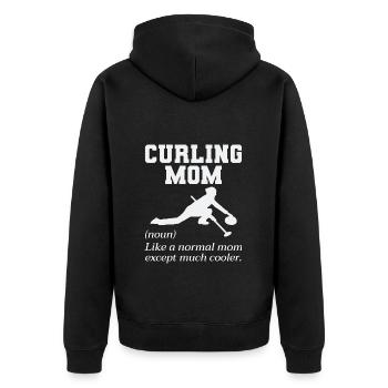 Curling Maman Hiver Sport de glace Curler Journée des mères - Veste à capuche bio Premium Unisexe - noir - Dos - Nico (187cm)