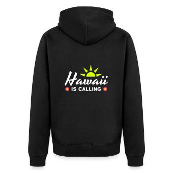 Hawaï appelle (soleil, rayons du soleil, fleurs) - Veste à capuche bio Premium Unisexe - noir - Dos - Nico (187cm)