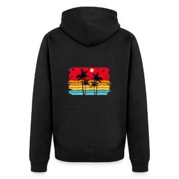Sonnenuntergang Strand Sommer Geschenk Strand Retro - Unisex Premium Bio Zip Hoodie - Schwarz - Hinten - Nico (187cm)