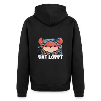 Dat löppt - Unisex Premium Bio Zip Hoodie - Schwarz - Hinten - Nico (187cm)