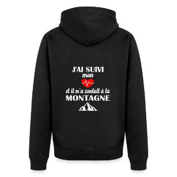 J'ai suivi mon coeur et il m'a conduit àlamontagne - Veste à capuche bio Premium Unisexe - noir - Dos - Nico (187cm)