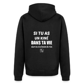 Si tu as un kiné dans ta vie t-shirt humour - Veste à capuche bio Premium Unisexe - noir - Dos - Nico (187cm)