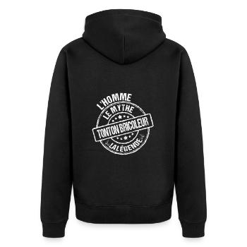 L'homme le mythe tonton bricoleur t-shirt humour - Veste à capuche bio Premium Unisexe - noir - Dos - Nico (187cm)