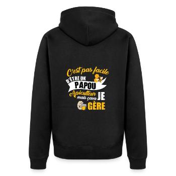 Papou apiculteur grand père abeille à miel t-shirt - Veste à capuche bio Premium Unisexe - noir - Dos - Nico (187cm)