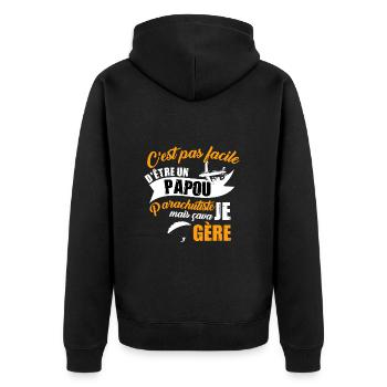 Papou parachutiste parapente paramoteur humour - Veste à capuche bio Premium Unisexe - noir - Dos - Nico (187cm)
