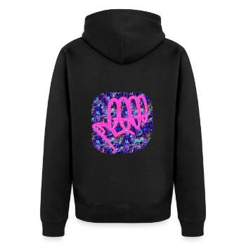 Frauenhand - Club WoW - Unisex Premium Bio Zip Hoodie - Schwarz - Hinten - Nico (187cm)