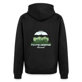 Wunderschönes grünes Fichtelgebirge - Unisex Premium Bio Zip Hoodie - Schwarz - Hinten - Nico (187cm)