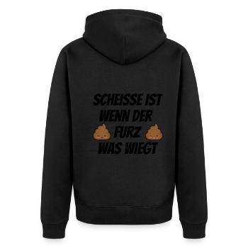 Scheisse ist wenn der Furz was wiegt - Unisex Premium Bio Zip Hoodie - Schwarz - Hinten - Nico (187cm)
