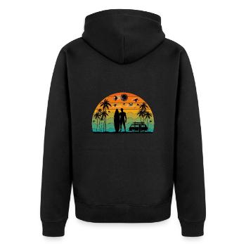 Surf retro sunset - Unisex Premium Organic Zip Hoodie - black - Back - Nico (187cm)