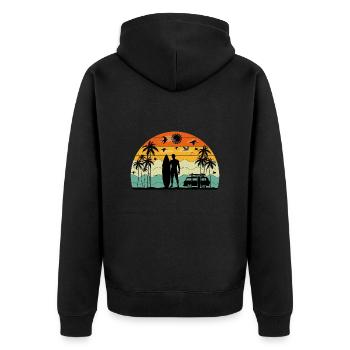 Surf retro sunset - Unisex Premium Organic Zip Hoodie - black - Back - Nico (187cm)