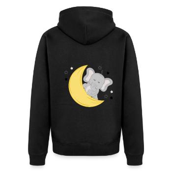 Sweet elephant with moon and stars - Unisex Premium Organic Zip Hoodie - black - Back - Nico (187cm)