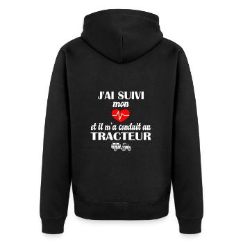 J'ai suivi mon coeur et il m'a conduit au tracteur - Veste à capuche bio Premium Unisexe - noir - Dos - Nico (187cm)