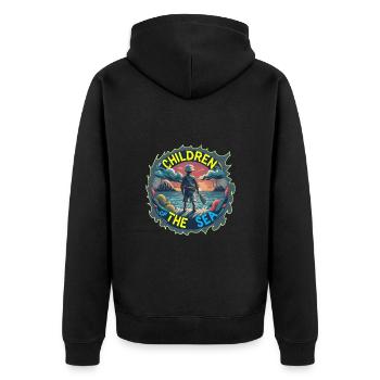 Meeres Liebhaber - Children of the Sea - Unisex Premium Bio Zip Hoodie - Schwarz - Hinten - Nico (187cm)