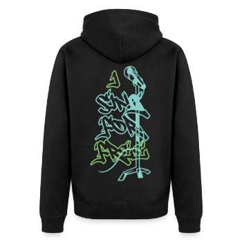 Ich Singe Kostenlos - Unisex Premium Bio Zip Hoodie - Schwarz - Hinten - Nico (187cm)