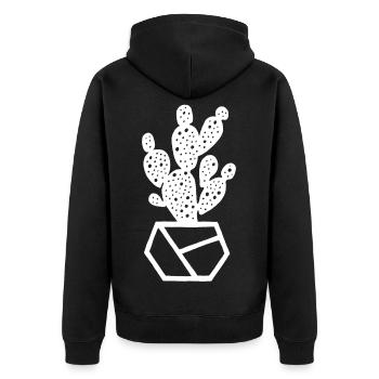 Weißer Kaktus - Unisex Premium Bio Zip Hoodie - Schwarz - Hinten - Nico (187cm)