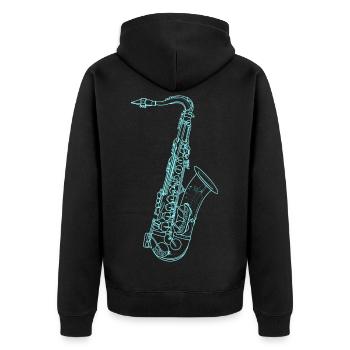 Croquis de saxophone - Veste à capuche bio Premium Unisexe - noir - Dos - Nico (187cm)