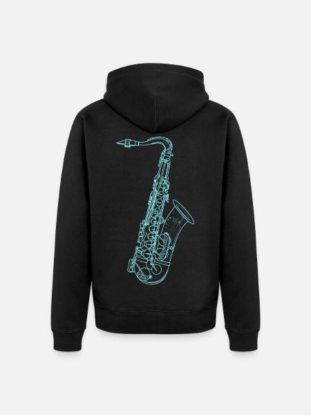 Saxophone Sketch - Unisex Premium Organic Zip Hoodie - black