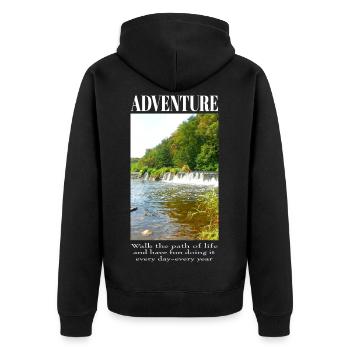 Adventure Nature River Landscape with Waterfall - Unisex Premium Organic Zip Hoodie - black - Back - Nico (187cm)