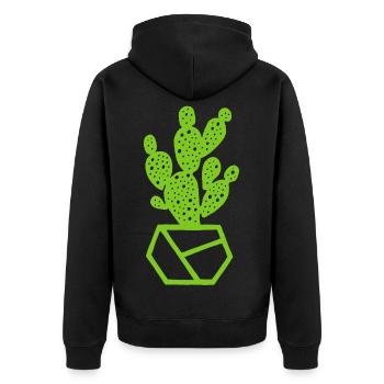 Kaktus - Unisex Premium Bio Zip Hoodie - Schwarz - Hinten - Nico (187cm)
