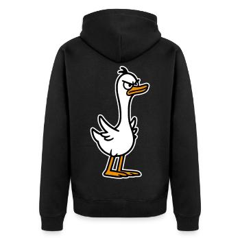 Angry goose - Unisex Premium Organic Zip Hoodie - black - Back - Nico (187cm)
