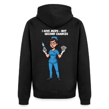 Infirmière disant médecine illustration - Veste à capuche bio Premium Unisexe - noir - Dos - Nico (187cm)