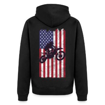 Drapeau américain du vélo de cross, - Veste à capuche bio Premium Unisexe - noir - Dos - Nico (187cm)