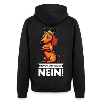 Bevor Du Fragst Dackel Dackelbesitzer Dackelhalter - Unisex Premium Bio Zip Hoodie - Schwarz - Hinten - Nico (187cm)