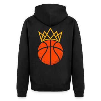 Basketball King & Queen Partnerlook Design - Unisex Premium Bio Zip Hoodie - Schwarz - Hinten - Nico (187cm)