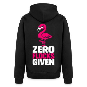 Zero Flocks Given - Unisex Premium Bio Zip Hoodie - Schwarz - Hinten - Nico (187cm)