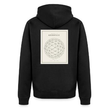 Motif géodésique de la géométrie des sphères - Veste à capuche bio Premium Unisexe - noir - Dos - Nico (187cm)