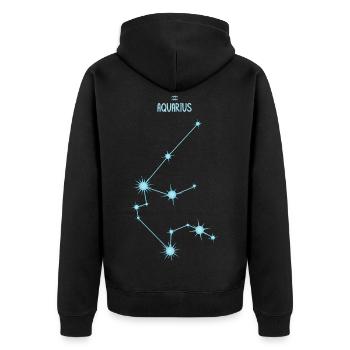 Signe du zodiaque Verseau, Constellation Bleu - Veste à capuche bio Premium Unisexe - noir - Dos - Nico (187cm)