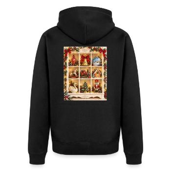 Weihnachts-Kuriositätenschrank - Unisex Premium Bio Zip Hoodie - Schwarz - Hinten - Nico (187cm)