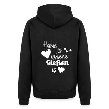 Zuhause in Gießen - Home is where Gießen is - Unisex Premium Bio Zip Hoodie - Schwarz - Hinten - Nico (187cm)